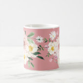 Roze Bloemen Koffie T-shirt Mok Drinkware (Center)