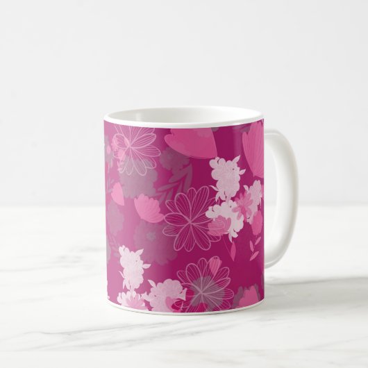 roze bloemen koffiemok (Voorkant rechts)