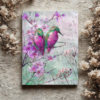 Roze Bloemen Kolibries Briefkaart