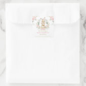 Roze Bloemen Konijnenkonijn Baby shower Bookplate Vierkante Sticker (Tas)