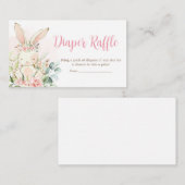 Roze Bloemen Konijnenkonijn Baby shower Luier Raff Informatiekaartje (Voorkant / Achterkant)