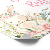 Roze Bloemen Konijnenkonijn Baby shower Luier Raff Poster (Hoek)