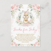 Roze Bloemen Konijnenkonijn Boeken voor Baby Meisj Informatiekaartje (Voorkant)
