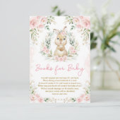 Roze Bloemen Konijnenkonijn Boeken voor Baby Meisj Informatiekaartje (Staand voorkant)
