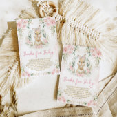 Roze Bloemen Konijnenkonijn Boeken voor Baby Meisj Informatiekaartje