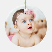 Roze Bloemen Konijntje Baby 1e Pasen Keramisch Ornament (Achterkant)