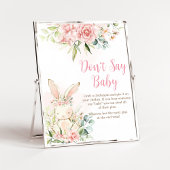 Roze Bloemen Konijntje Baby Zeg geen Baby Poster
