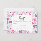 Roze bloemen kotterij Whimsical Weddenschap RSVP (Voorkant)
