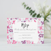 Roze bloemen kotterij Whimsical Weddenschap RSVP (Staand voorkant)
