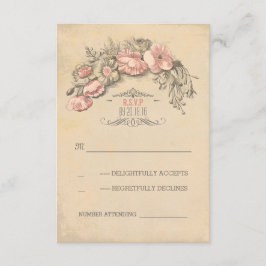 roze bloemen krans chique bruiloft RSVP Kaartje