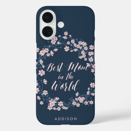 Roze Bloemen Krans iPhone Case voor Beste Mam (Achterkant)
