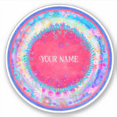 Roze Bloemen Krans Leuk Custom Inspirivity Sticker (Voorkant)