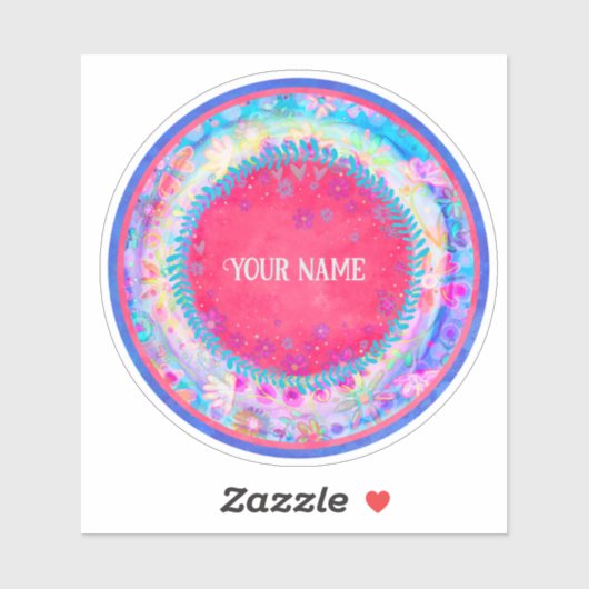 Roze Bloemen Krans Leuk Custom Inspirivity Sticker (Vel)
