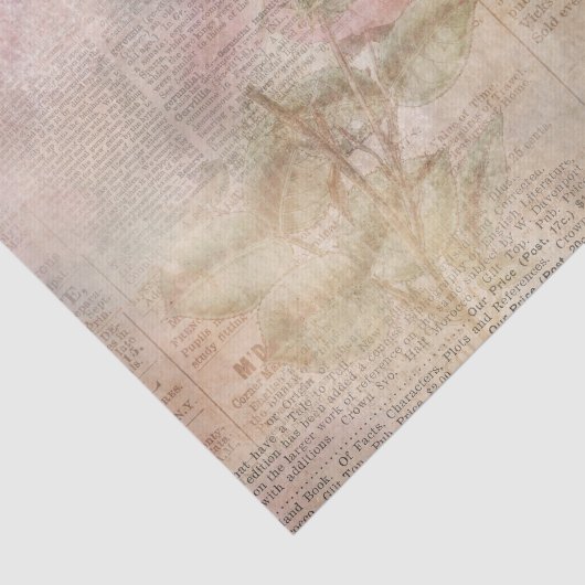 Roze Bloemen Krantenpapier Collage Tissuepapier (Detail)