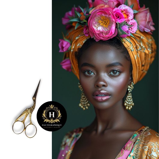 Roze Bloemen Kroon Godin Portret Decoupage Tissuepapier