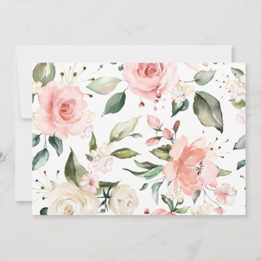 Roze bloemen Kruis & fotodoop Hartelijk dank Kaart (Achterkant)