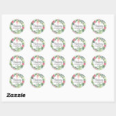 Roze Bloemen Kruis Gepersonaliseerd doopsel Ronde Sticker (Vel)