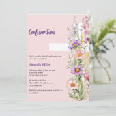 Roze bloemen kruis meisje Bevestiging Kaart (Staand voorkant)