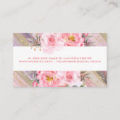 Roze bloemen | Kunstverf | Golfoliesoorten Visitekaartje (Achterkant)