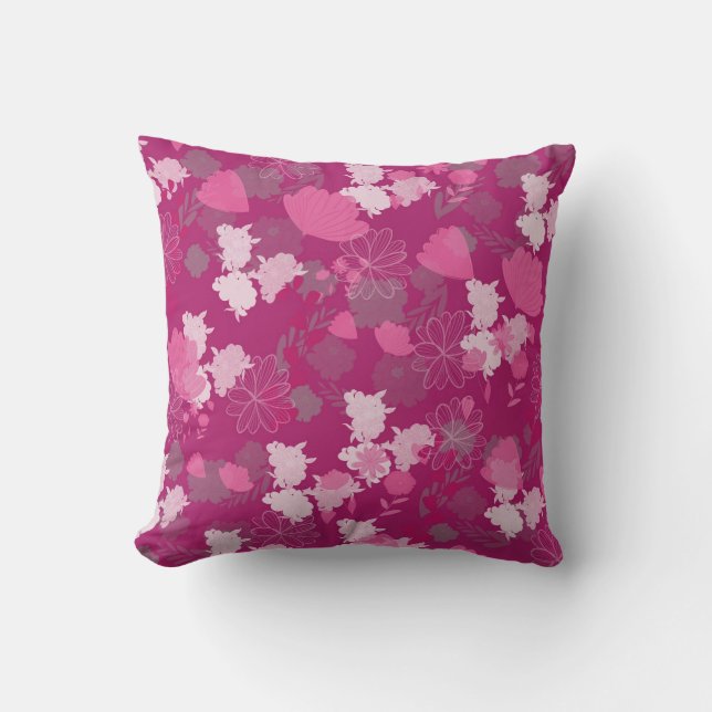 roze bloemen kussen (Voorkant)