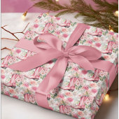 Roze Bloemen Kust Cowgirl Western Kerst Cadeaupapier