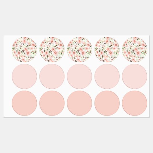 Roze bloemen labels (Vel)
