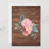 Roze Bloemen Landelijk Na de Huwelijksviering Kaart (Achterkant)