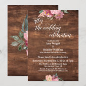 Roze Bloemen Landelijk Na de Huwelijksvoltrekking Kaart (Voorkant / Achterkant)