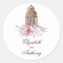 Roze Bloemen Lantaarn Elegante Huwelijk