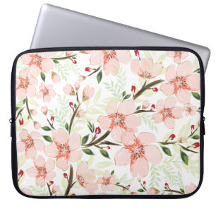 Roze bloemen laptop sleeve