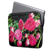 Roze bloemen laptop sleeve (Voorkant Links)