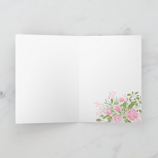 Roze bloemen laten een vrolijke Moederdag foto ach Kaart (Binnen)