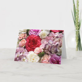 Roze Bloemen Lege Bloemkaart Notitiekaartje