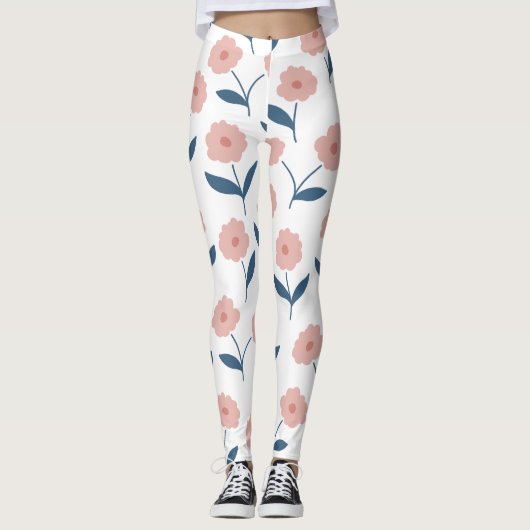 roze bloemen legging (Voorkant)
