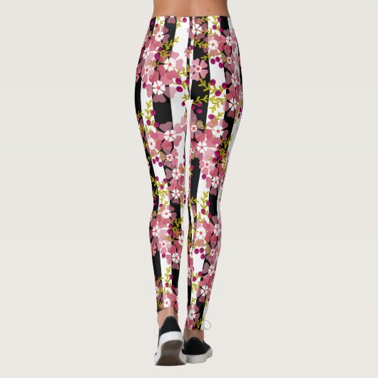 Roze bloemen leggings (Achterkant)