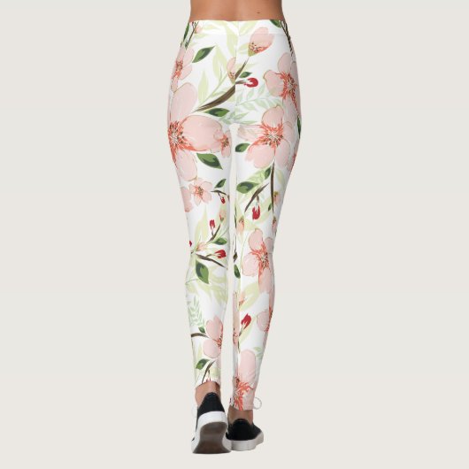 Roze bloemen leggings (Achterkant)