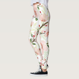 Roze bloemen leggings