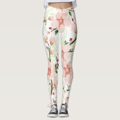 Roze bloemen leggings (Voorkant)