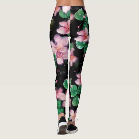 roze bloemen leggings (Achterkant)