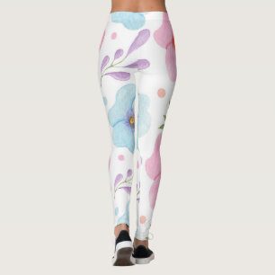 Roze Bloemen Leggings - Witte Hipster Yoga Broek