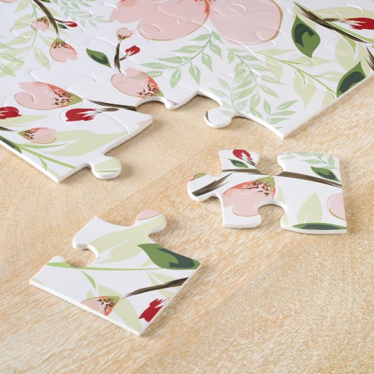 Roze bloemen legpuzzel (Zijkant)