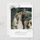 roze bloemen lelies Aankondigingskaart - fotokaart Aankondiging (Achterkant)