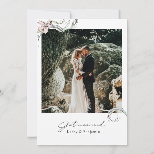 roze bloemen lelies Aankondigingskaart - fotokaart Aankondiging (Achterkant)