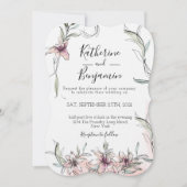 Roze Bloemen Lelies Trouw Uitnodiging (Voorkant)