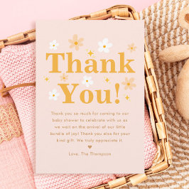 Roze Bloemen Lente Baby Meisje Douche Bedankkaart