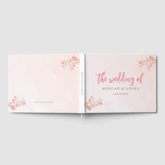Roze Bloemen Lente Cherry Blossom Bruiloft Gastenboek (Volledig)