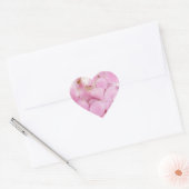 Roze bloemen lente hart sticker (Envelop)