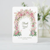 Roze Bloemen Lente Trouwboog Bedankkaart (Staand voorkant)