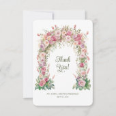 Roze Bloemen Lente Trouwboog Bedankkaart (Voorkant)