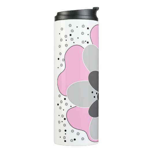 Roze bloemen lente zomer thermosbeker (Gedraaid links)